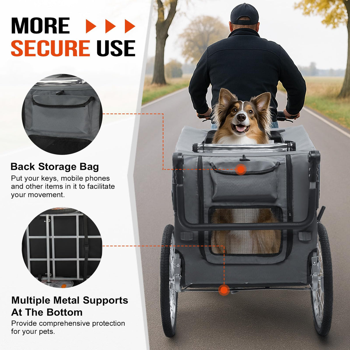 Ktaxon 2-in-1 Pet Bike Trailer, Heavy Duty 132lbs Load Capacity Foldable Dog Wagon with Quick Release Wheels, Bicycle Stroller for Large Dogs and Small to Medium Pets, New Upgraded Quick-Install Frame