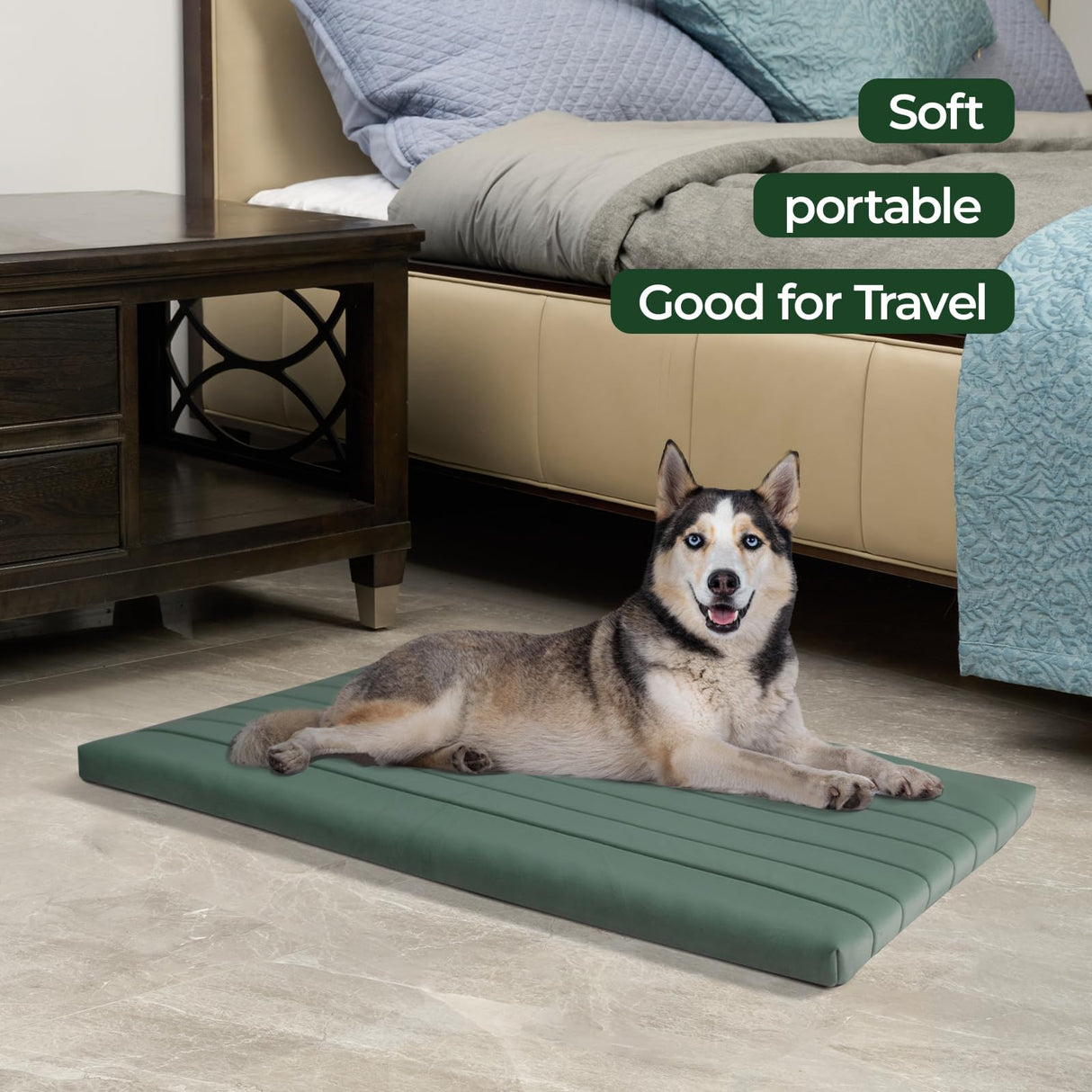 BALANCE Dog Crate Bed, Orthopedic Dog Bed Pad with Waterproof Liner, Washable Crate Foam Pet Mat for Large, Medium, Puppy Dogs Breeds, Mint Leaf, 42"x28"x2"