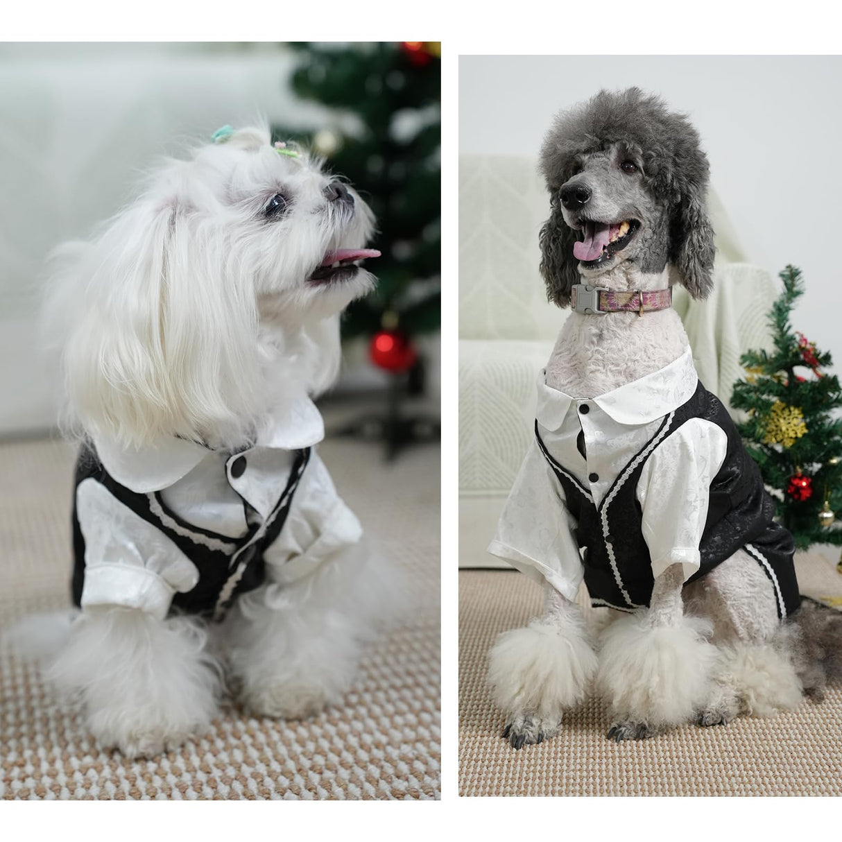 Dog Tuxedo Suit, Formal Dog Shirt Costume Wedding Attire with Black Bow Tie, Pet Outfit for Small Dogs Cats (Jacquard&Black, 4X-Large(55.1-74.9lb))