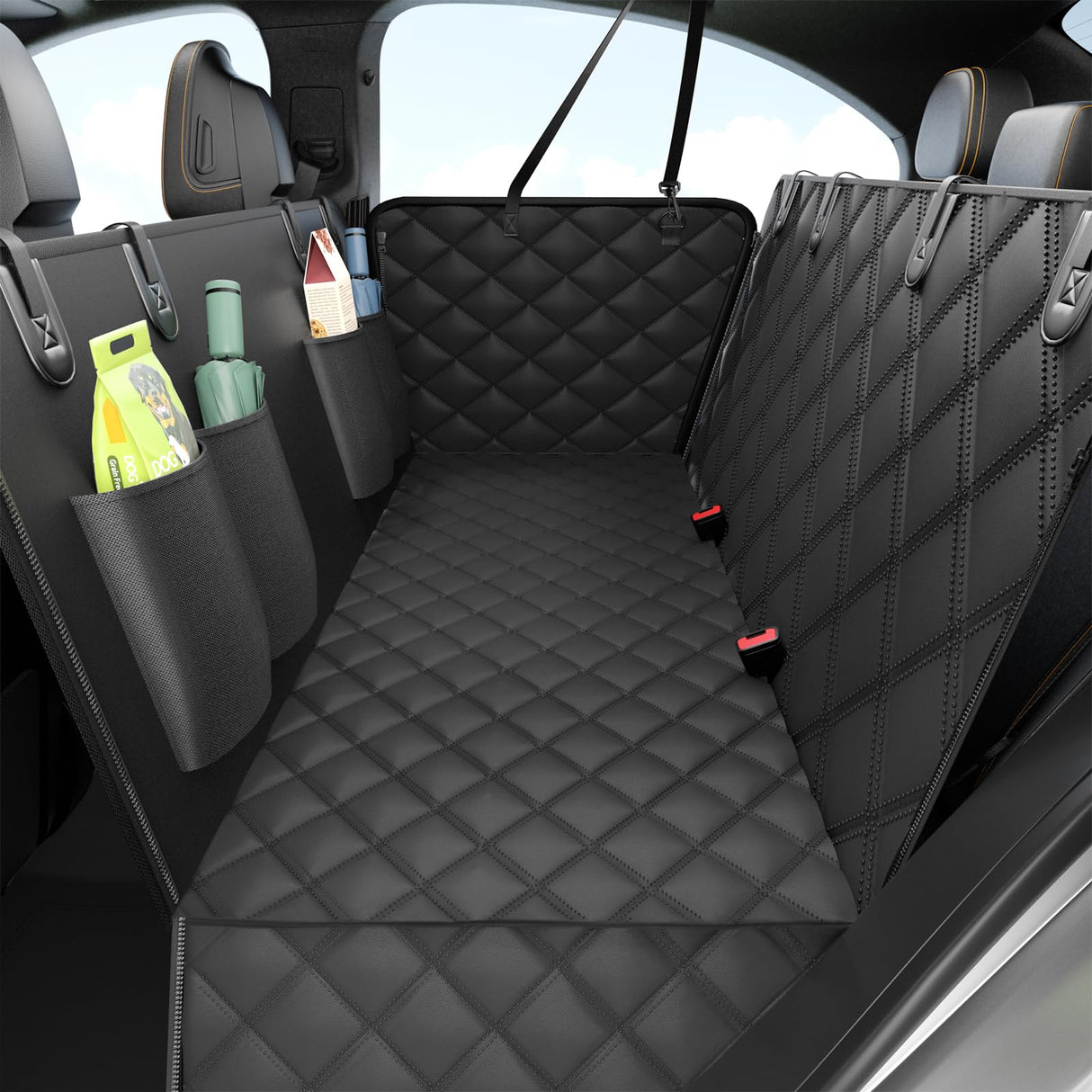 Elouta Dog Car Seat Cover for Back Seat,100% Waterproof Scratch Proof Nonslip Seat Cover,600D Heavy Duty Scratch Soft Dog Hammock for Car for Cars