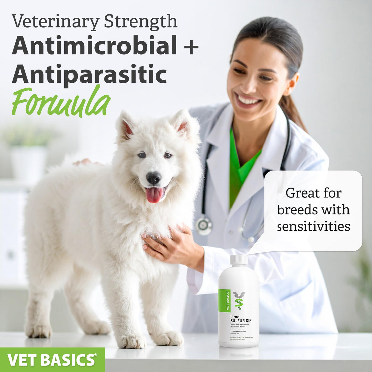 Vet Basics Lime Sulfur Dip β Skin Itch Relief Concentrated Antimicrobial & Antiparasitic Solution for Dogs, Cats, Puppies, Kittens & Horses, Helps Manage Ringworm, Mange, Skin Irritation, 16oz