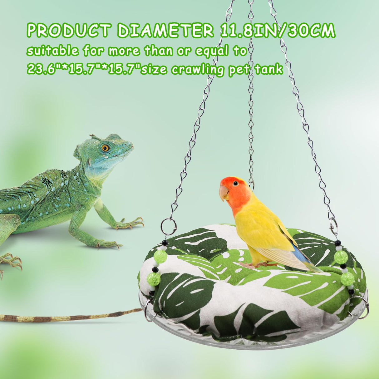11.8in Reptile Bed,Reptile Hammock Swing Hanging Bed, Lizard Swing Toy, Lizard Bed, Reptile Lounger Terrarium Hanging Hammock for Bearded Dragon Lizard Gecko Chameleon Parrot Hamster Small Pets