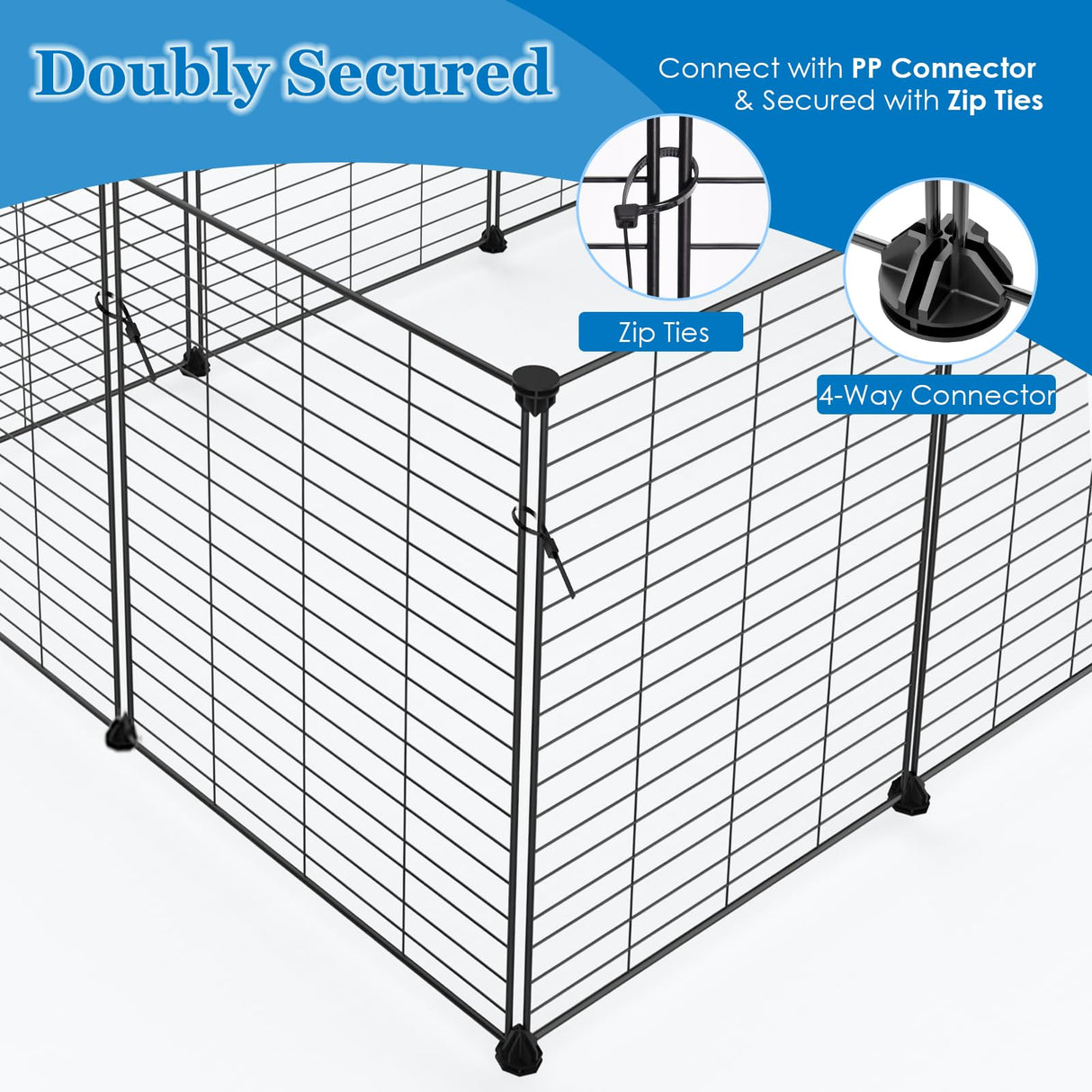 MODESLAB 2-Story Guinea Pig Cages with Tarp, Large C&C Loft Cage for Rabbit Bunny Puppy Small Animal Indoor Dog Playpen Pet Exercise Enclosure, 25 Panels