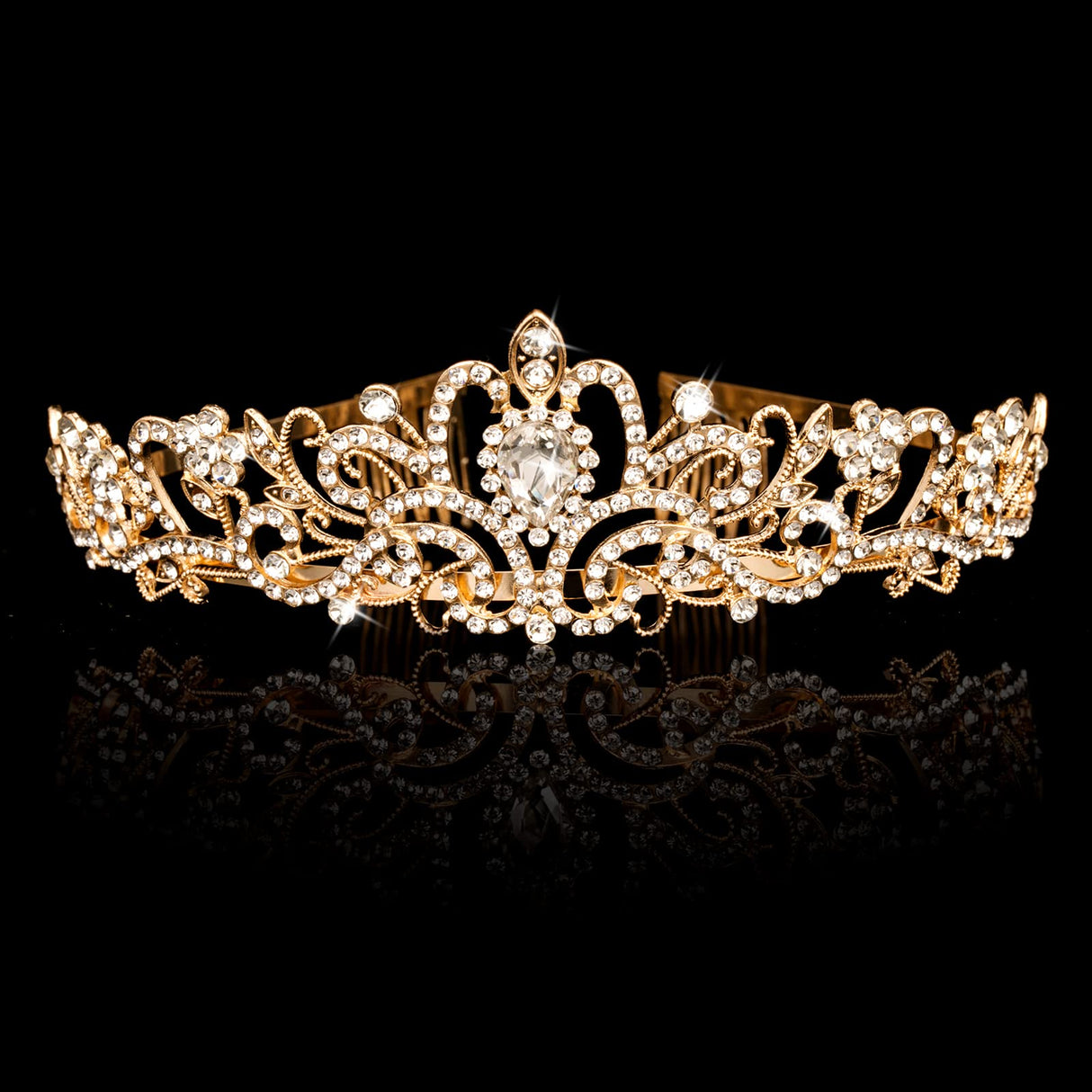 Princess Crown for Women, Crystal Queen Tiaras for Girls Bridal Hair Accessories Gifts for Birthday Wedding Prom, Bridal Party, Pageant, Halloween Christmas Costume (Gold (Pack of 5))