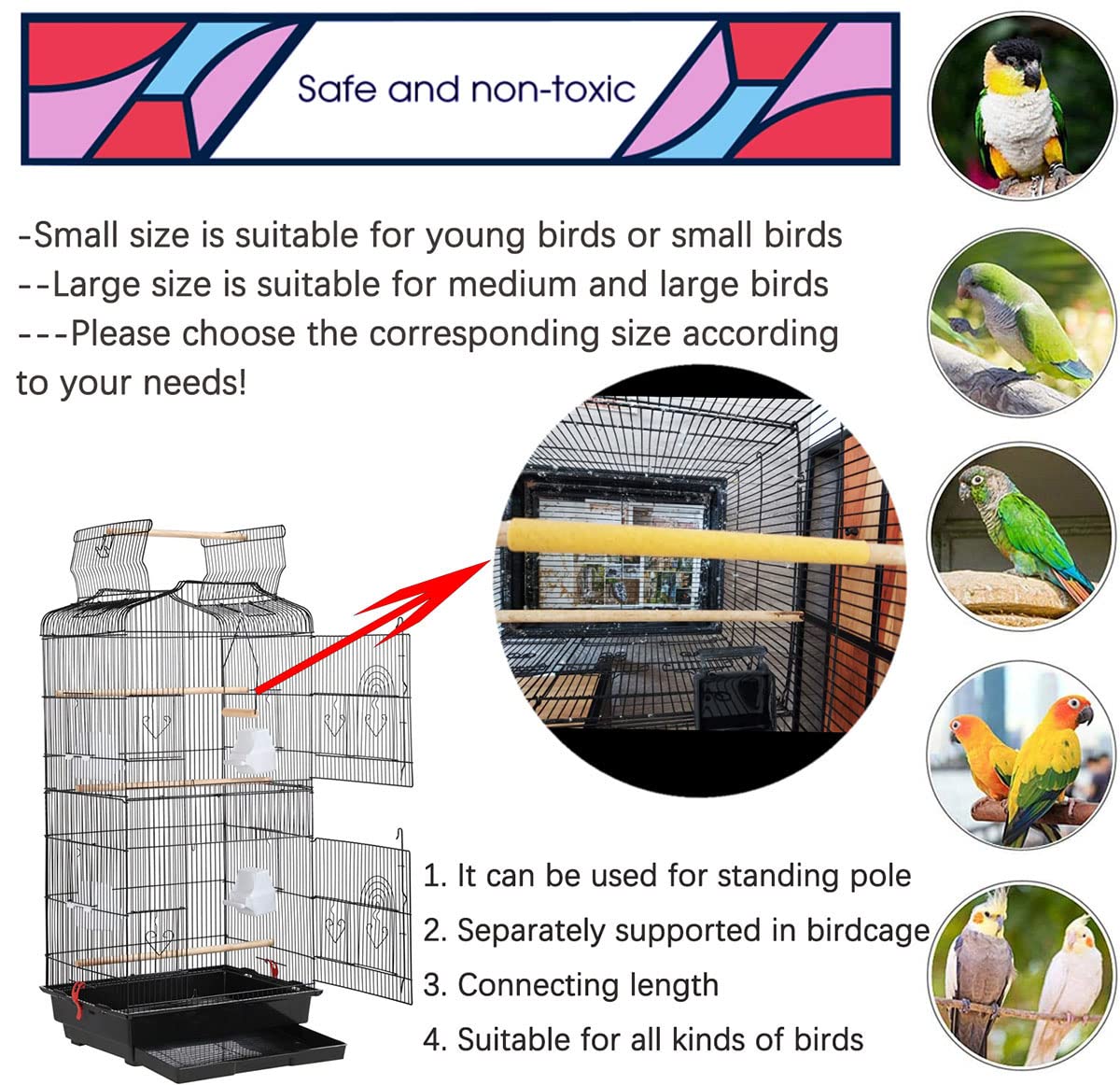 40Pcs Sand Perch Covers for Bird - Bird Perch Covers 7.5" Long x 3/8" Diameter Bird Perches for Parakeets, Lovebirds, Parrotlets, Canaries and Other Small Birds (Yellow, 40pcs 7.5" x 0.43")