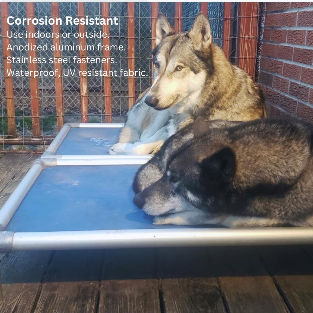 Kuranda Chewproof Elevated Dog Bed - Silver Aluminum - 30" x 20" - Heavy Duty Vinyl - Forest