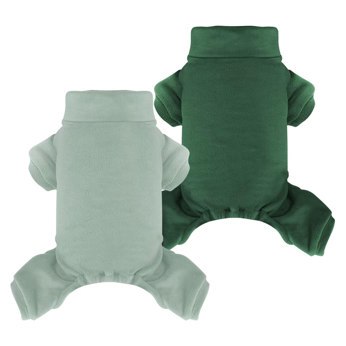 Fleece Dog Pajamas 2 Pack,Turtleneck Thermal Dog Pjs Dog Jumpsuit Pet Outfits Warm Dog Onesie Soft Puppy Clothes for Small Sized Dogs and Cats (Green, XL)