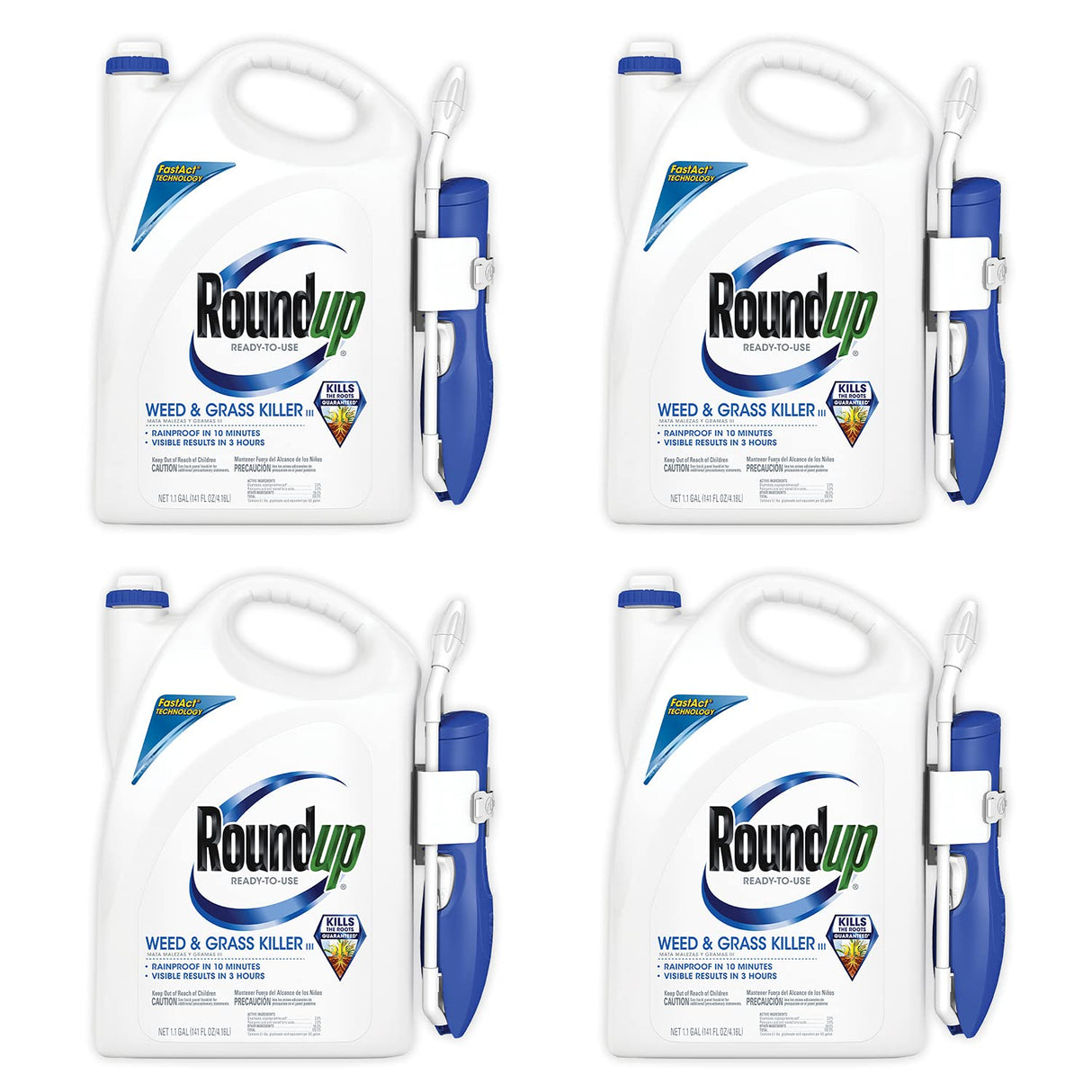 Roundup Ready-To-Use Weed & Grass Killer III with Comfort Wand 1.1 gal. (4-Pack)