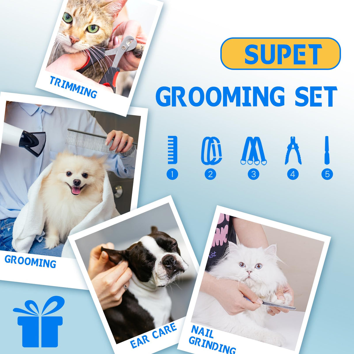 Supet Dog Grooming Hammock Harness for Dogs Cats, Relaxation Pet Nail Clipper Hammock, Restraint Dog & Small Animal Leashes Sling for Groomingk for Nail Trimming (Blue, 2XS)