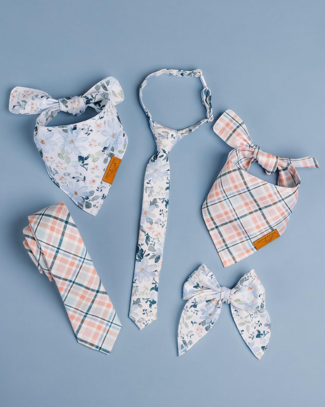 Remy+Roo X Boon Ties Dog Bandanas - 2 Pack | Premium Durable Adjustable Polyester Fabric | Patented Shape Boy & Girl Dog Bandanas | Pack of Bandanas for Dogs (Small)
