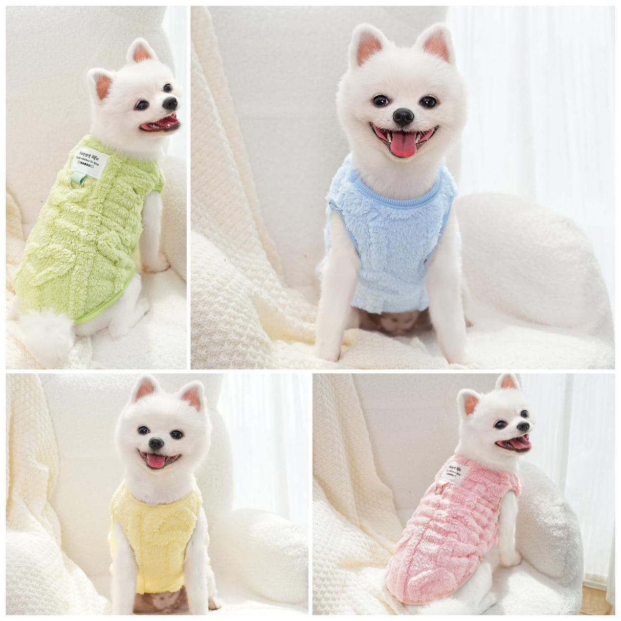 4Pcs Dog Sweatshirt for Small Medium Dogs Cute Cat Apparel Warm Fluffy Knitwear Winter Soft Skin-Friendly (S (3-5.5 lbs))