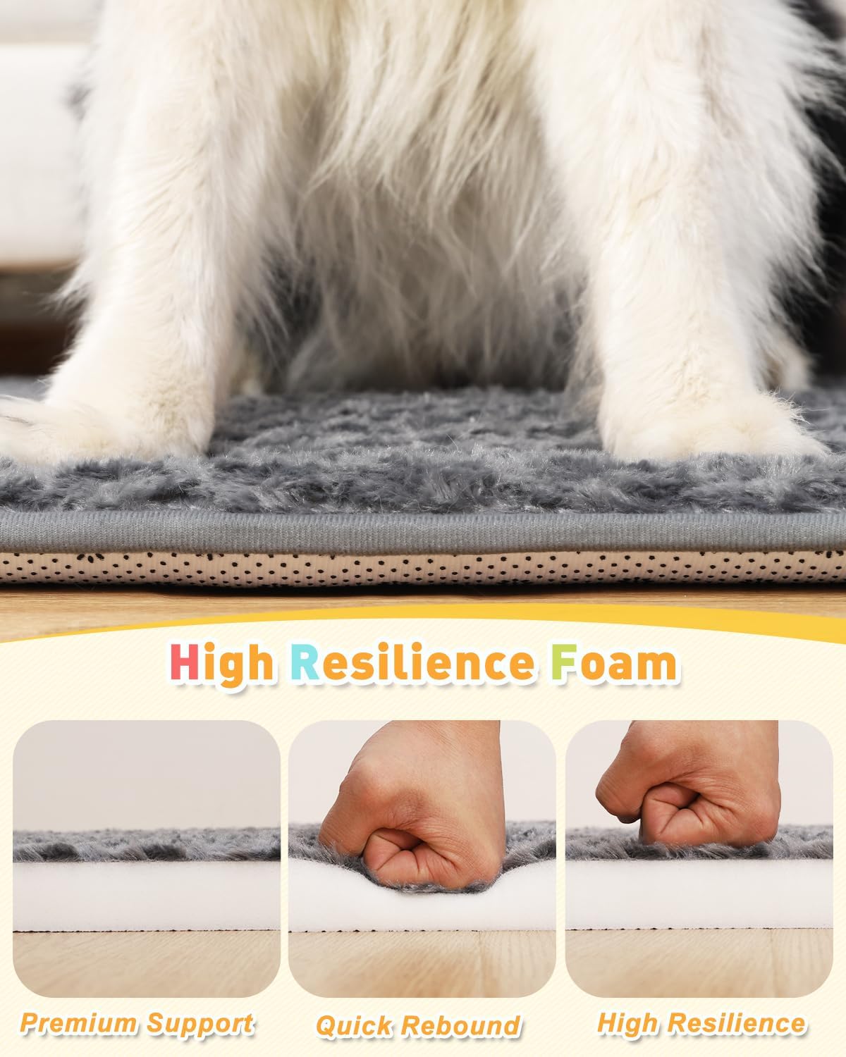 Small Dog Bed for Crate High Resilience Foam Crate Pad Mat for Medium Dogs Washable Anti-Slip,17" x 11",Dark Gray