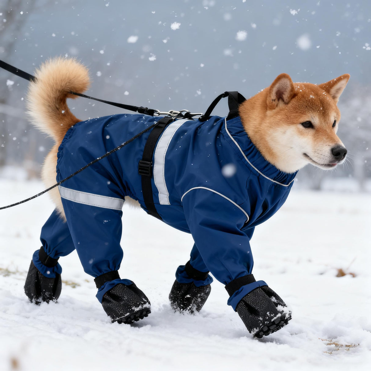 2026 Dog Snowsuit with Attached Boots,Dog Snowsuit with BootsFull Leg & Paw Protection,for Small Medium Dogs in Snow,Rain&Mud (Dark Blue,XL)