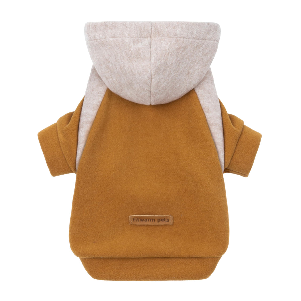 Fitwarm Color Block Dog Hoodie Sweater, Winter Clothes for Small Dogs Boy Girl, Lightweight Pet Hooded Sweatshirt, Brown, Beige, XL