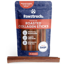 Load image into Gallery viewer, Pawstruck All Natural 11-12" Roasted Collagen Sticks for Dogs – Low Odor & Long-Lasting Bully Stick & Rawhide Alternative, Single Ingredient, Vet Approved – 5 Pack