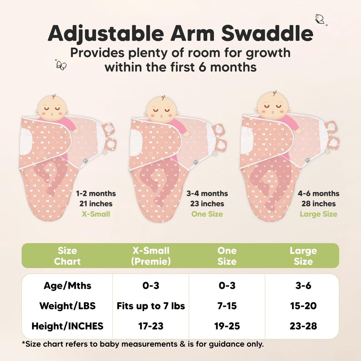 KeaBabies 3-Pack Swaddles for Newborns, Girls, Boys with Hats - Organic Soft Baby Sleep Sacks, Breathable Baby Swaddle 3-6 Months Beanies Set, Premie Infant Sleep Sack 0-3 Months (Butterflies)
