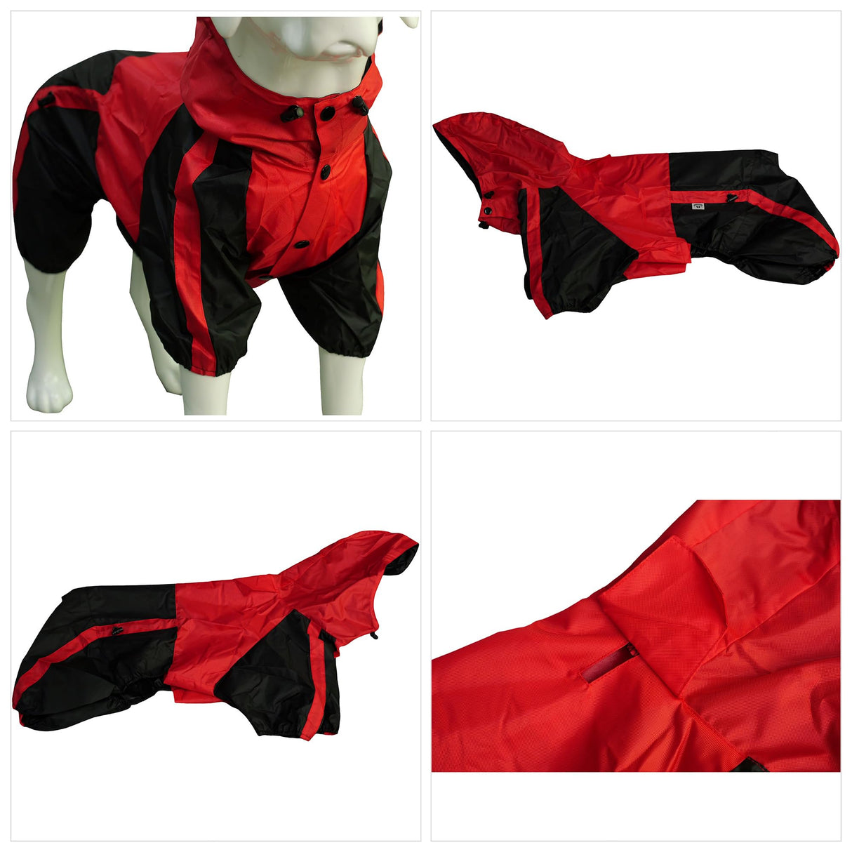 Pet Apparel Large Dog Clothing Raincoat Pet Clothes Rain Coat For Big Large Dogs Red Green Waterproof (L-L, Red)