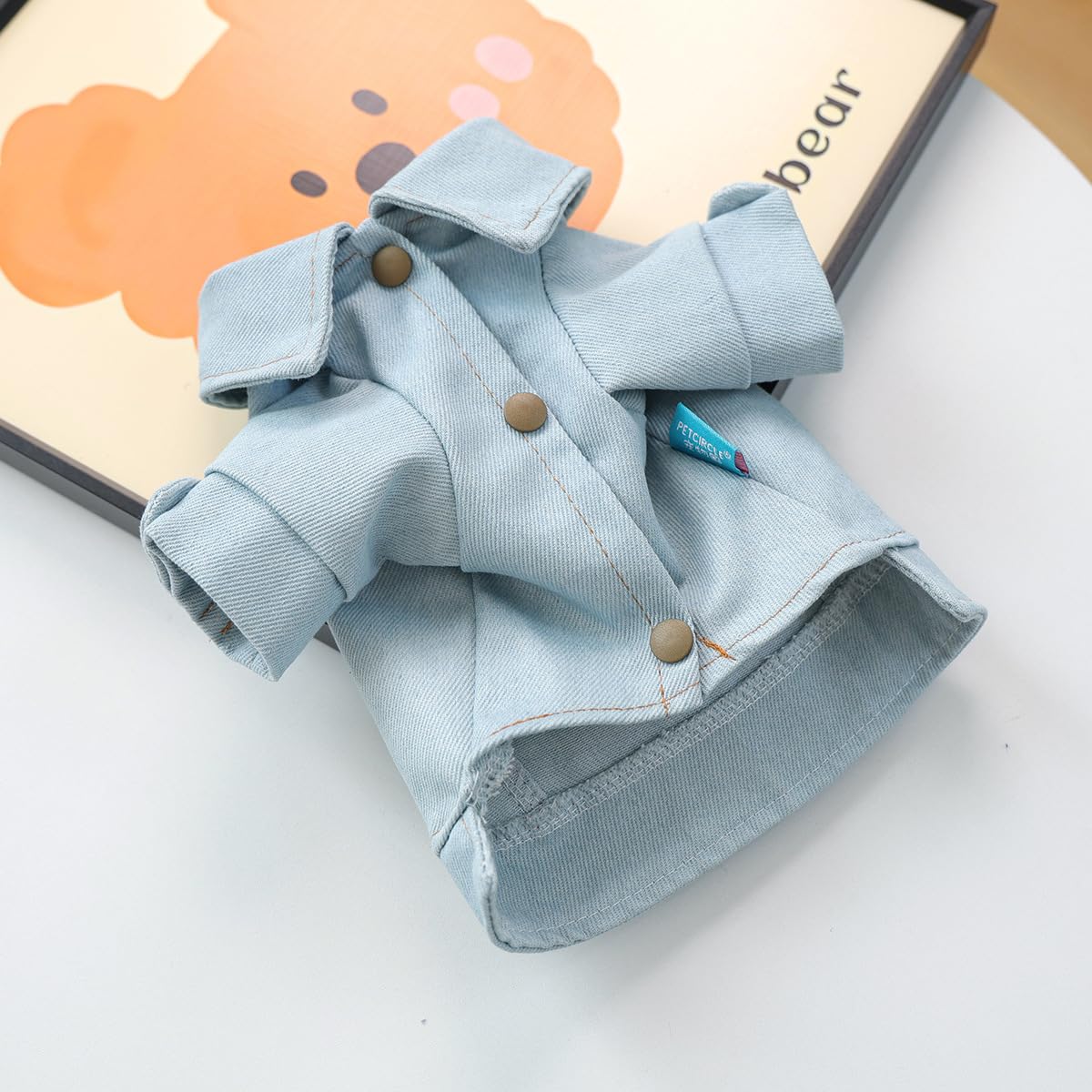 Love Hearts Dog Denim Jacket Clothes Pet Outfits Vest Jean Princess Puppy Jumpsuit Doggy Costume (Blue & Pink, X-Small)
