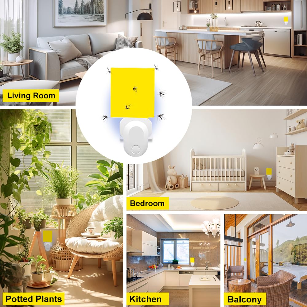 25 Pack Yellow Sticky Traps for Flying Insect Traps Plug In and Mosquito Traps, Long - Lasting and Non-Toxic, Durable Glue Boards Compatible with HiAnifri SUNAYA Protecker Mayardfun Flying Insect Trap