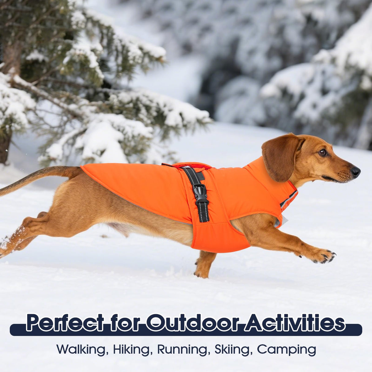 IECOii Dog Winter Jacket Reflective Winter Coats with Harness Hole Adjustable Windproof Jackets Warm Pet Snow Vest for Dachshund Waterproof Cold Weather Coat for Outdoor, Pink, Size M