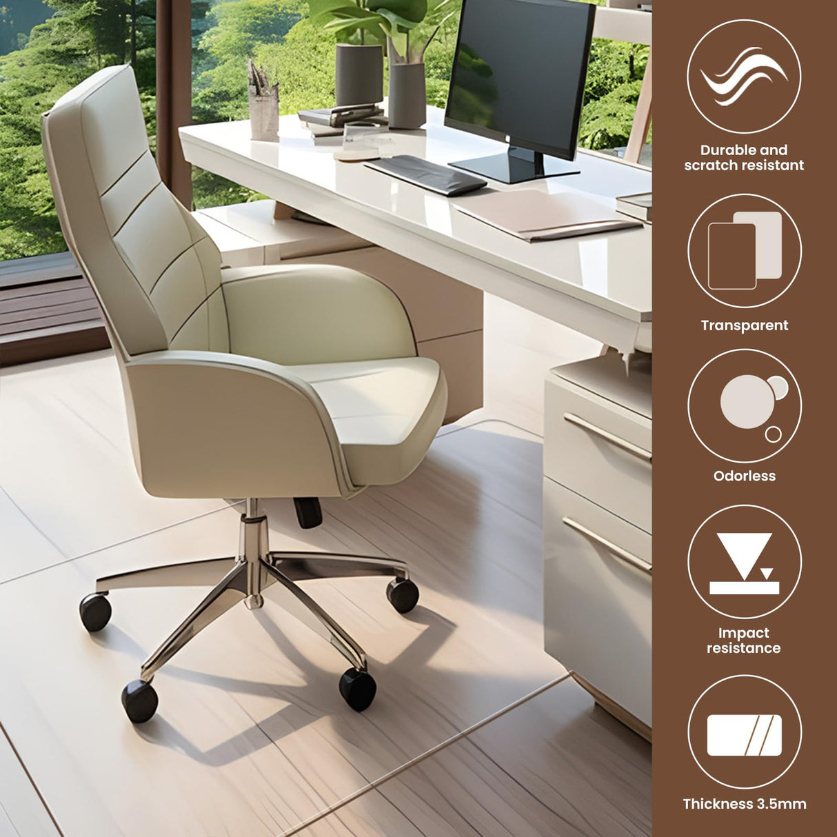 XINQIDAI Office Chair Mat - Heavy Duty, 47"x32", 1/7" Thick, Flat Shipping, Suitable for Carpet and Hardwood Floor
