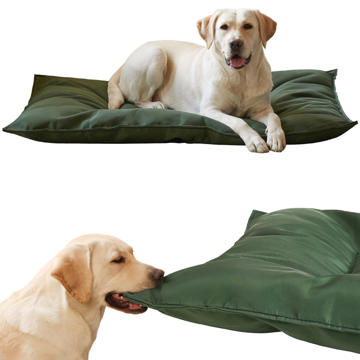 Couzssyhi Chew Proof Indestructible Dog Bed for Aggressive Chewers, Durable & Waterproof Crate Pad, Machine Washable Tough Kennel Bed for Large Dogs, Indoor Outdoor Pet Bed, X-Large (28"x47", Green)
