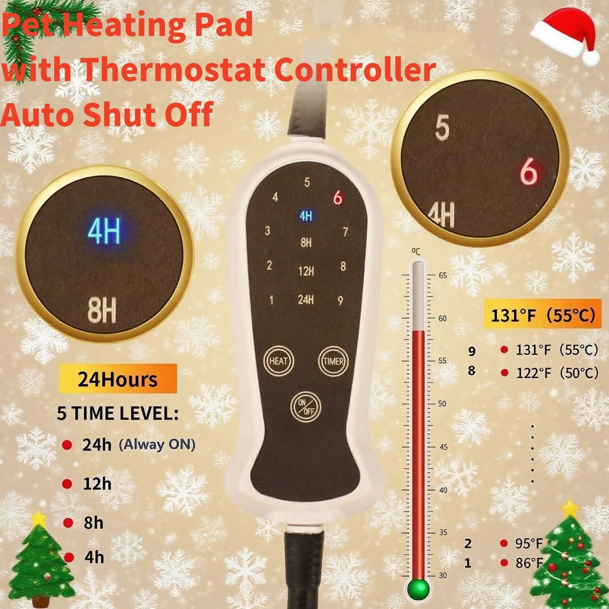 QUASILOVE Puppy Heating Pad for Whelping New Born Dog Heated Bed,Heated Puppies Bed,Pet Heated Cat Bed,4 Auto Shut Off Timer,9 Level Heater Large 34x21 in