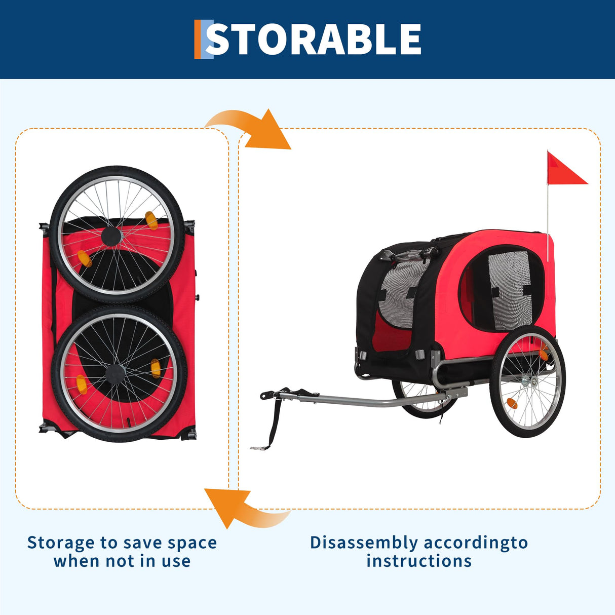 Bicycle Dog Carrier - 88Lbs Capacity Pet Bike Trailer with 19" Air Tires,Foldable Dog Trailer for Bike | with 600d Durable Waterproof Oxford Cloth | Universal Coupler | for Medium/Large Pets
