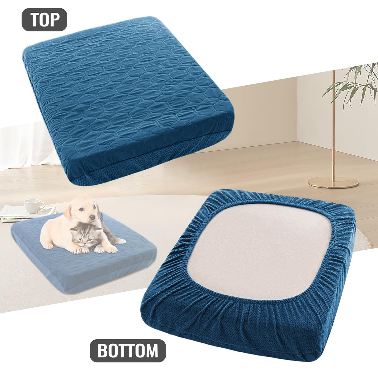 Nanbowang Waterproof Dog Bed Cover - Washable, Quilted Pet Pillow Replacement - Easy to Remove Hair - Lovely Puppy Bed for Dog/Cat 40x53x6