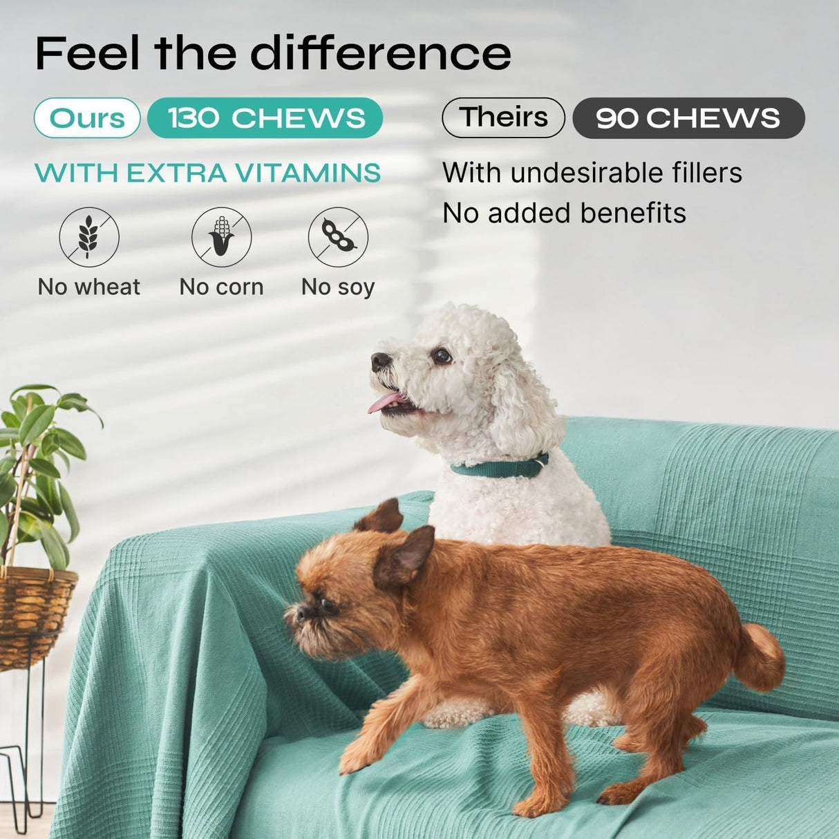 Calming Chews for Dogs with Valerian Root, Turmeric, L-Theanine - Calming Chews for Dogs Anxiety Relief - Soft Treats for Storms, Fireworks, Separation, Vet Visits, Grooming