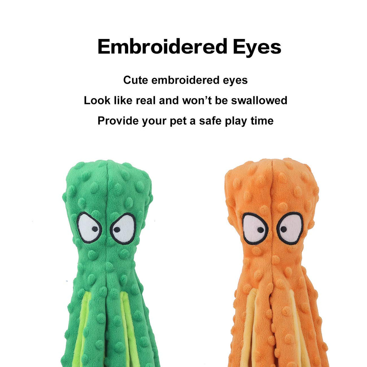 CPYOSN Dog Squeaky Toys Octopus - No Stuffing Crinkle Plush Toys for Puppy Teething, Durable Interactive Chew Toys for Small, Medium and Large Dogs Training and Reduce Boredom, 2 Pack