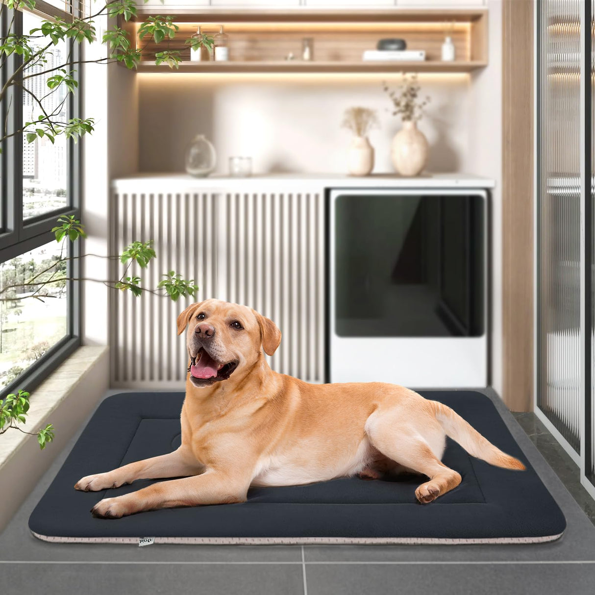 JoicyCo Dog Bed Soft Dog Crate Pad Mat for Medium/Large Dogs, 36 in Non-Slip Bottom Washable Dog Sleeping Mattress Pet Beds Cat Bed Kennel Pad, Dark Gray