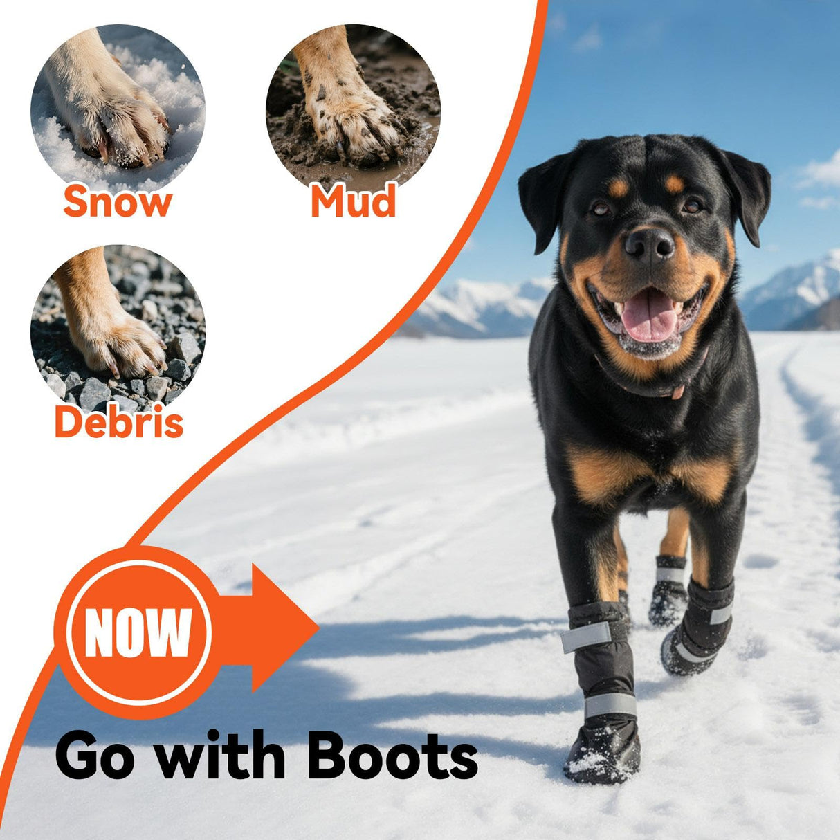Billionchains 4 PCS Dog Boots Waterproof Dog Shoes with Reflective, Anti-Slip Pet Paw Protectors for Snowy, Rainy and Hot Pavement, Black, Small