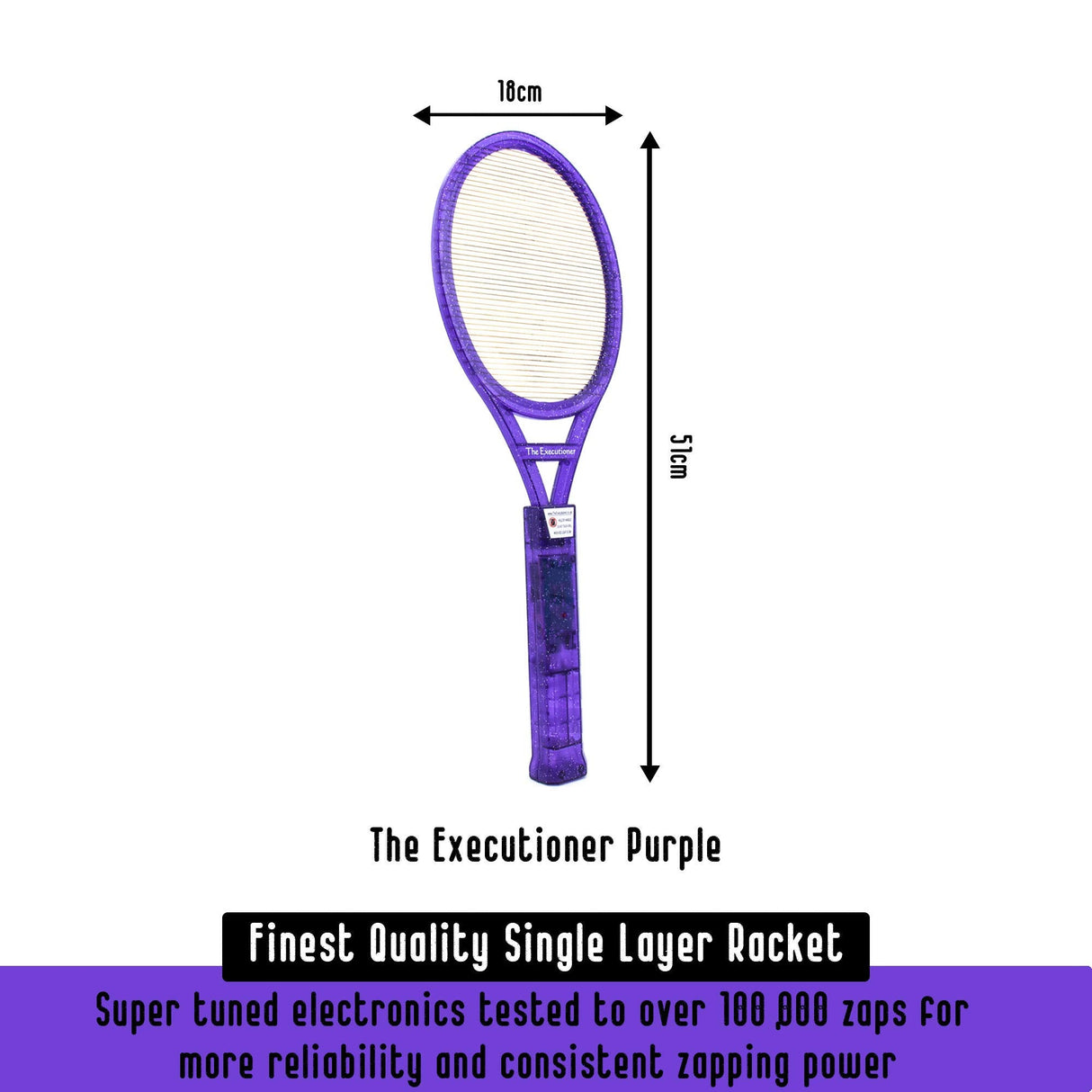 The Executioner Fly Killer Mosquito Swatter Racket Wasp Bug Zapper Indoor Outdoor (Purple)