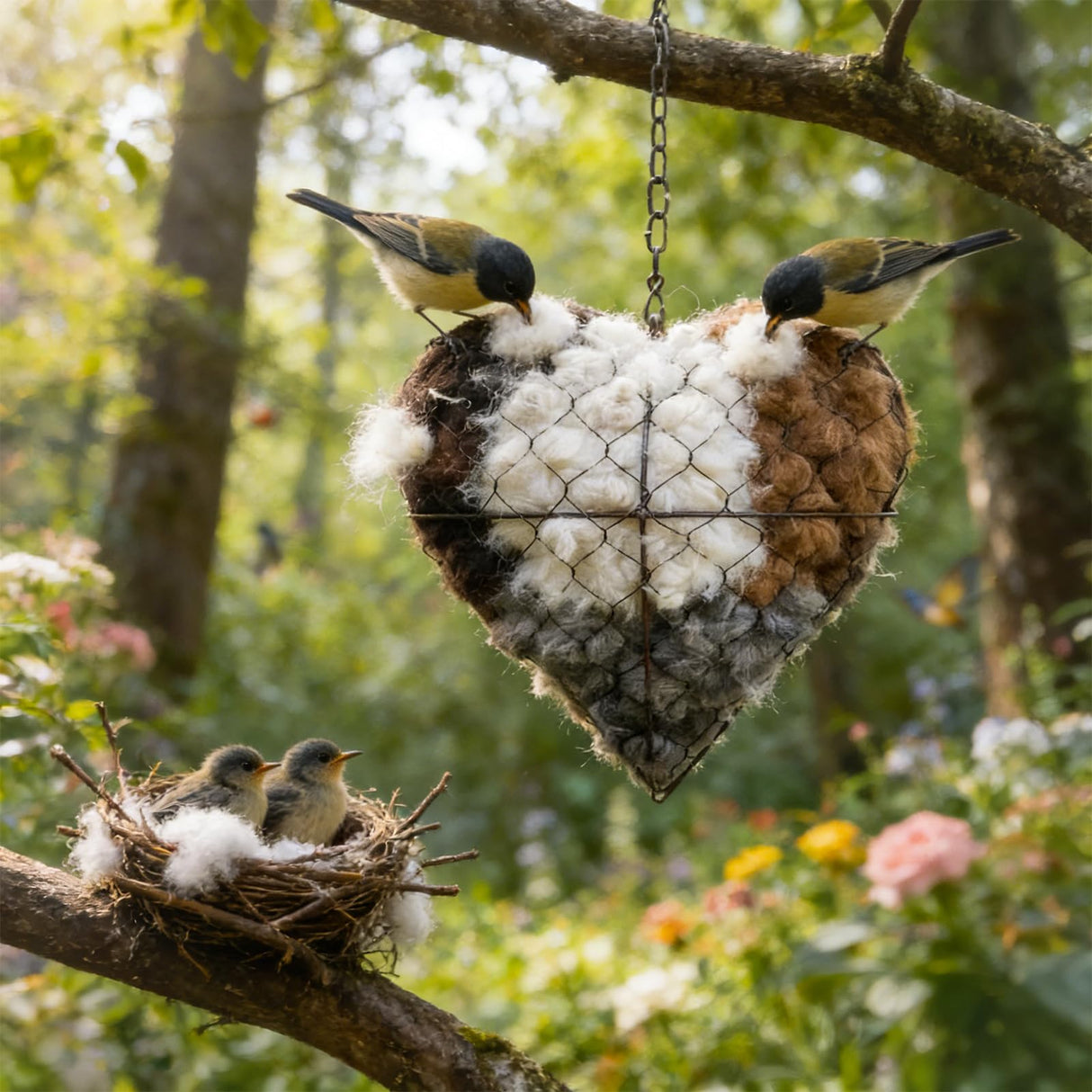 Irsnianianfa Handmade Fiber Bird Nesting Heart,Birds Nests Material Holder,Winter Tree Shelter for Wild Bird,Hummingbird Houses Nest Boxes Gifts for Outside Garden Art Birdhouse, Birds Lovers