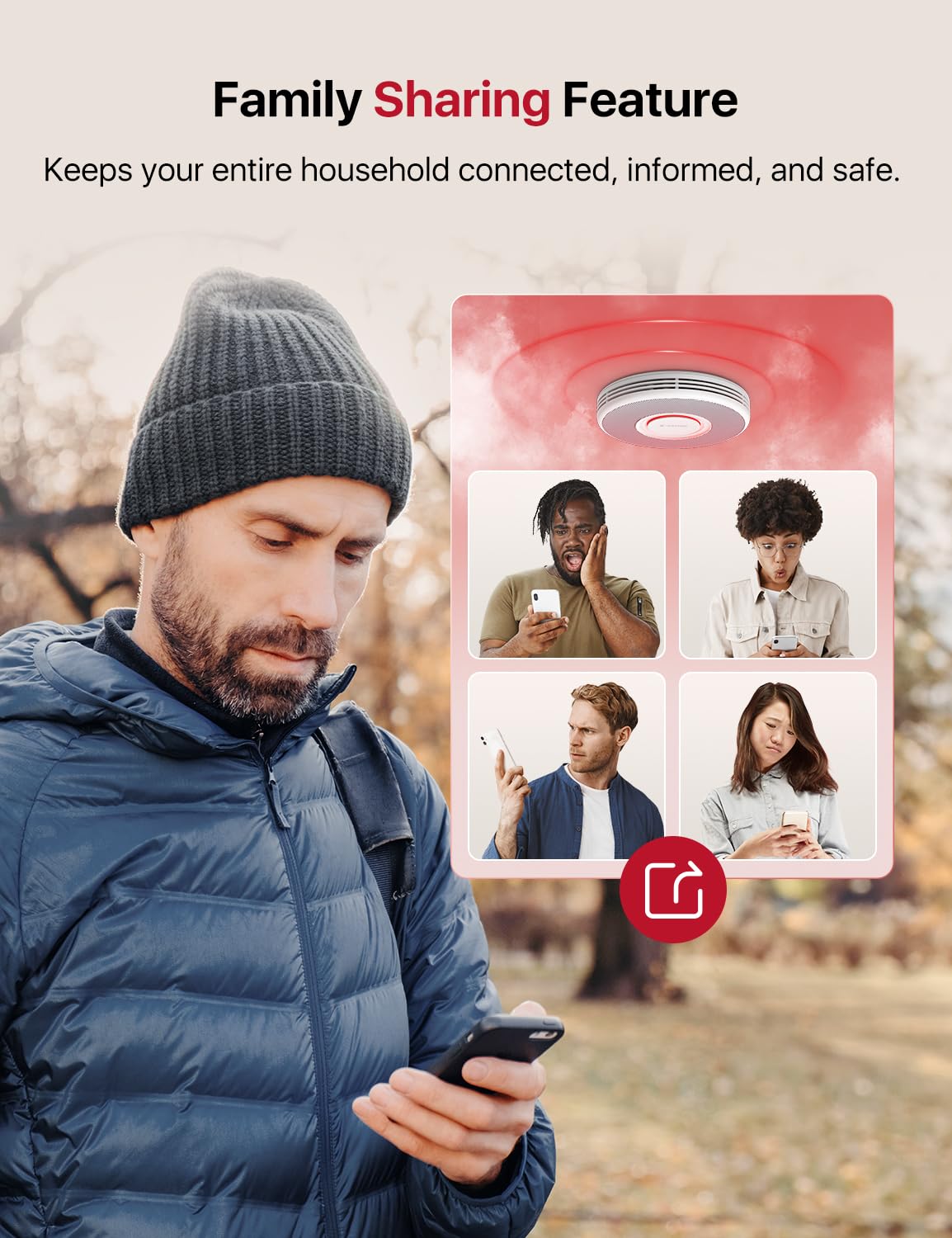 X-Sense Smart Smoke Detector with Voice Alerts and 17 Locations, Wi-Fi Smoke Alarm with SBS50 Base Station (Not Included), Test from APP, Wireless Interconnected Fire Alarm, Model XS0B-MR, 1-Pack