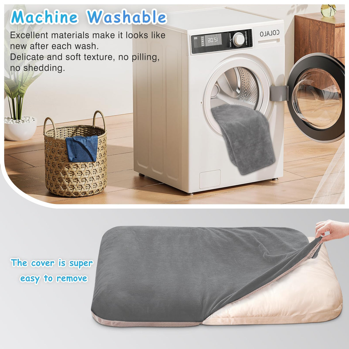 Magic Dog Super Soft Medium Dog Bed, 32 Inches Orthopedic Foam Pet Beds with Anti Slip Bottom, Dog Sleeping Mattress with Removable and Washable Cover, Grey M,32'' X 24'' X 3''