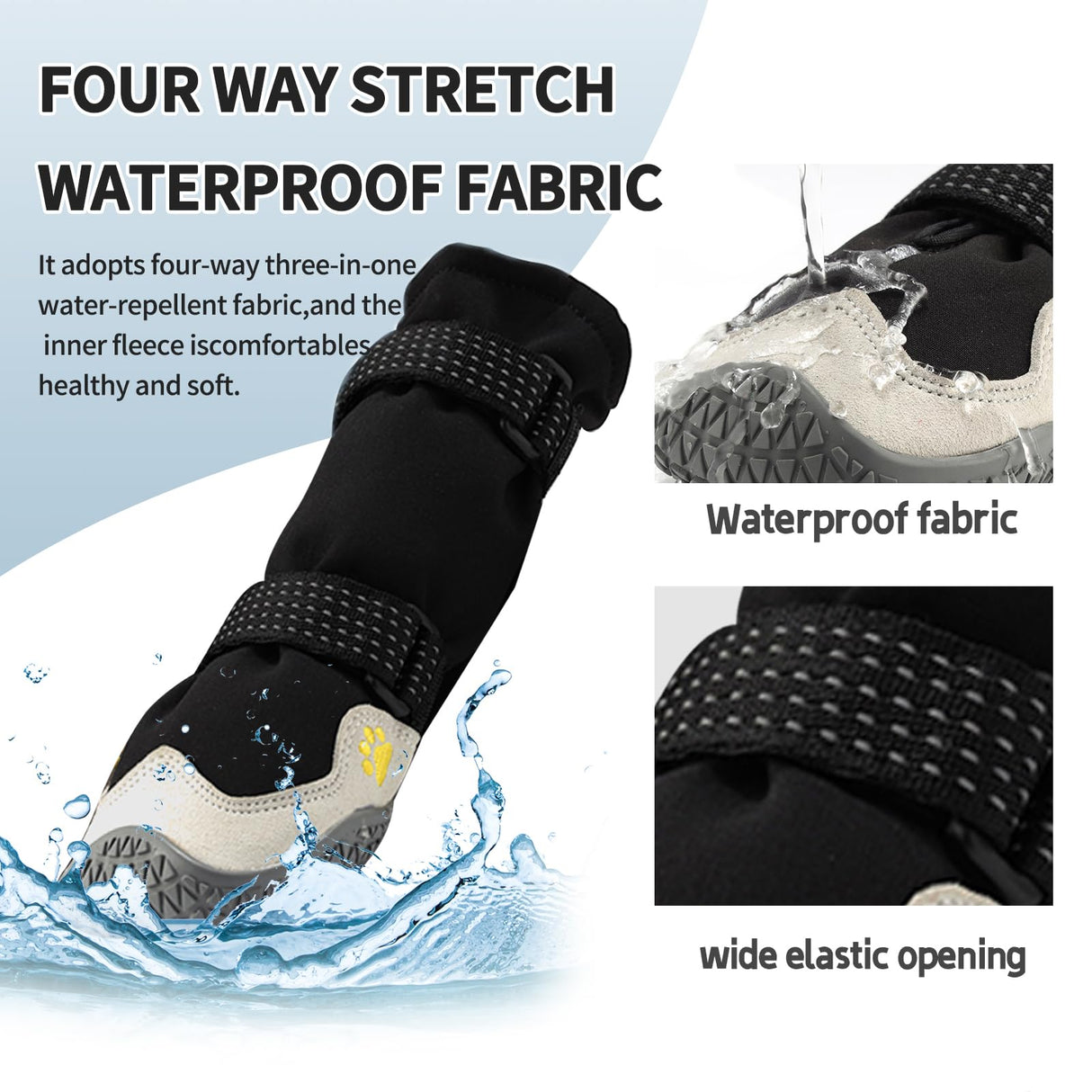 MOOB Dog Shoes for Large Dogs, Dog Boots & Paw Protectors, Dog Shoes for Large Dogs, 4Pcs Medium Dog Booties with Rugged Anti-Slip Sole and Outdoor Reflective for Snowy Day,(Size 3)