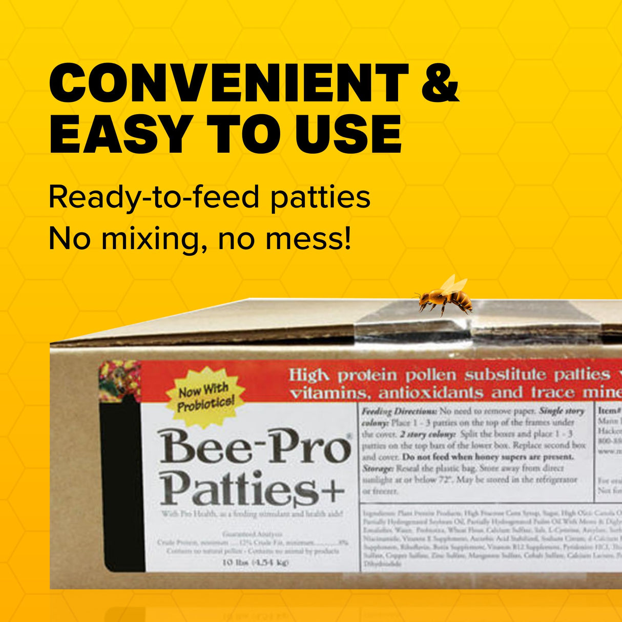 Mann Lake Bee-Pro Patties, High Protein Honey Bee Nutrition with Pro Health Digestive Aide, Spring & Fall Brood Builder for Increased Colony Survival & Stronger Spring Population, Made in USA, 10 Lbs