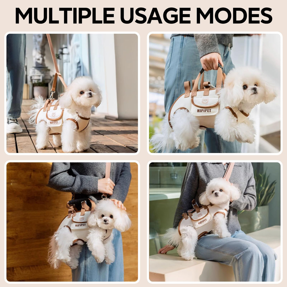 Portable Breathable Pet Carrier Sling & Backpack for Dogs & Cats, Adjustable Full-Body Harness with Traction Leash, Crossbody & Car-Friendly (XL)