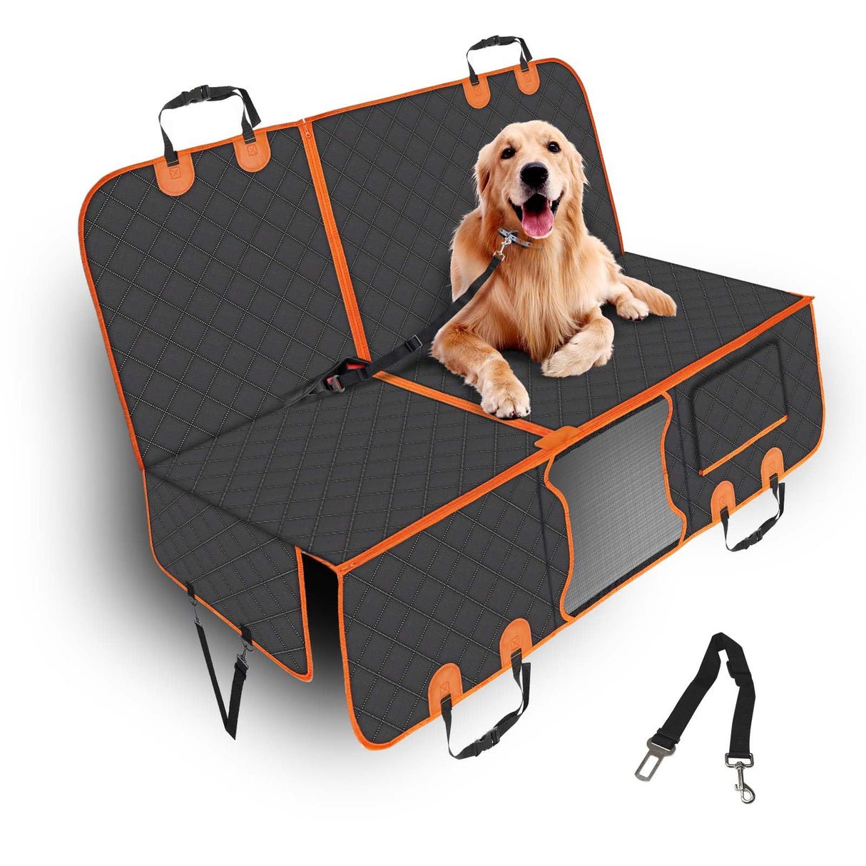 PetJoy Dog Car Seat Cover with Hammock Design โ 600D Heavy Duty Waterproof & Scratch-Resistant Rear Seat Protector for Dogs, Non-Slip Back Seat Covers for Cars, Trucks, SUVs