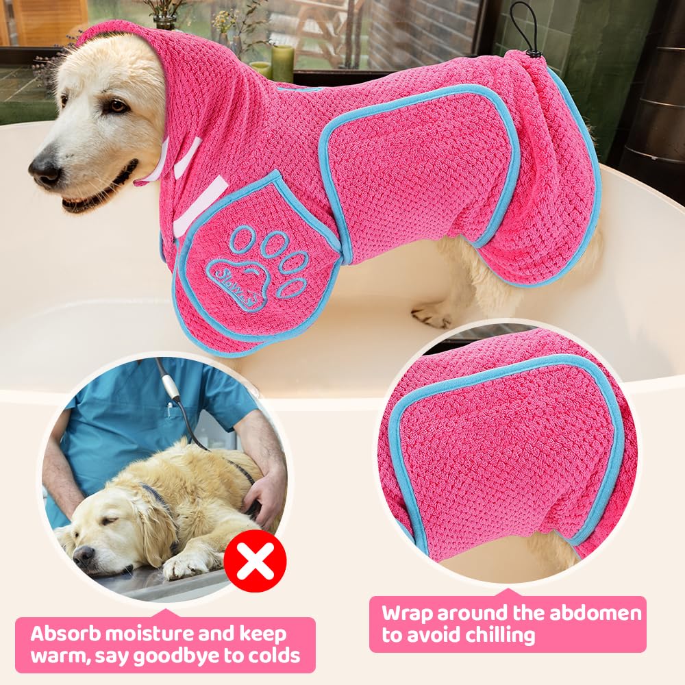 AUTOWT Dog Bathrobe Towel - Super Absorbent Dog Drying Coat, Warming Bath Robes for After Bath Shower Swim Walk for Small Medium Large Dogs Cats Pet
