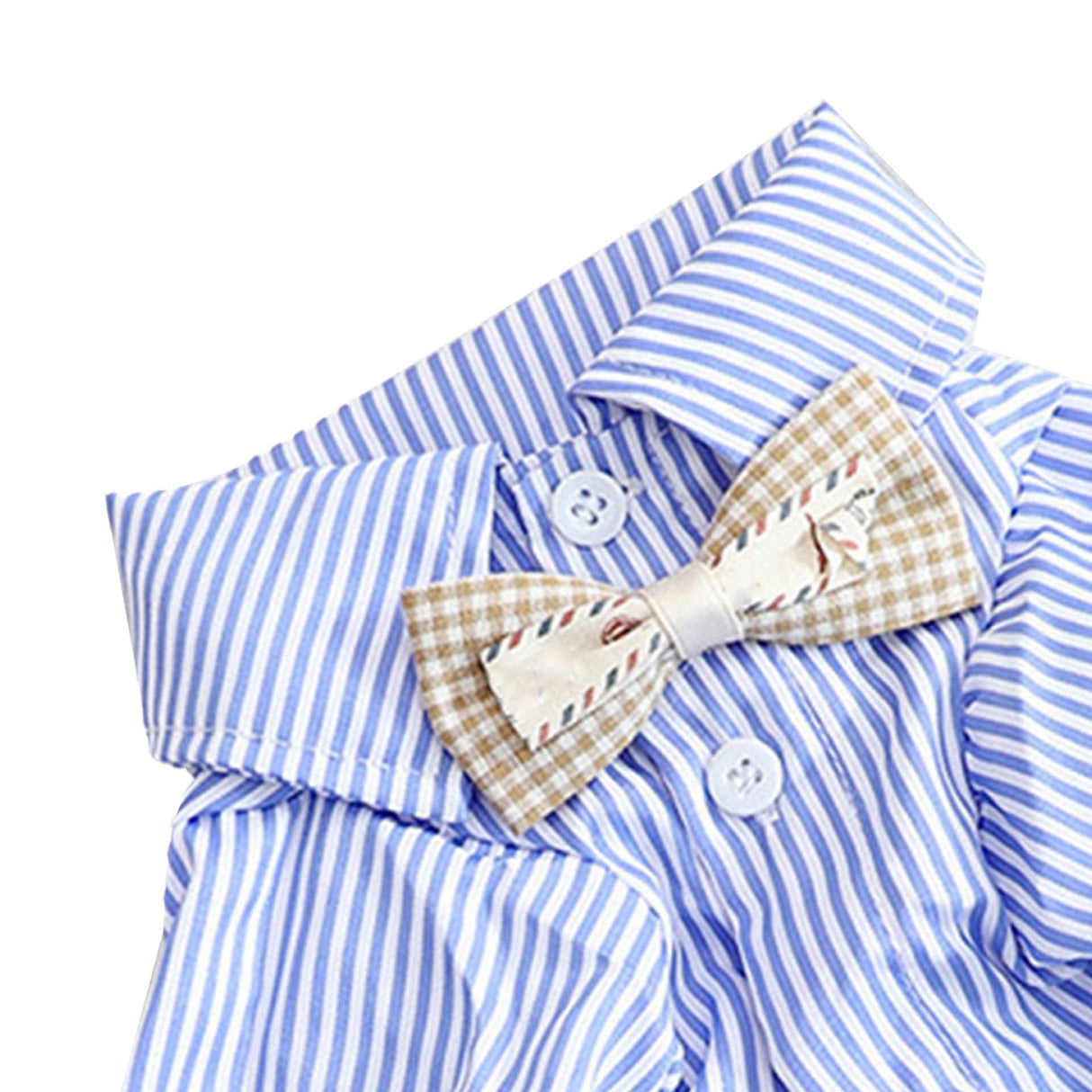 Striped Dog Shirt Breathable Casual Short Sleeve Puppy Clothes with Bow for Spring Fall (L)