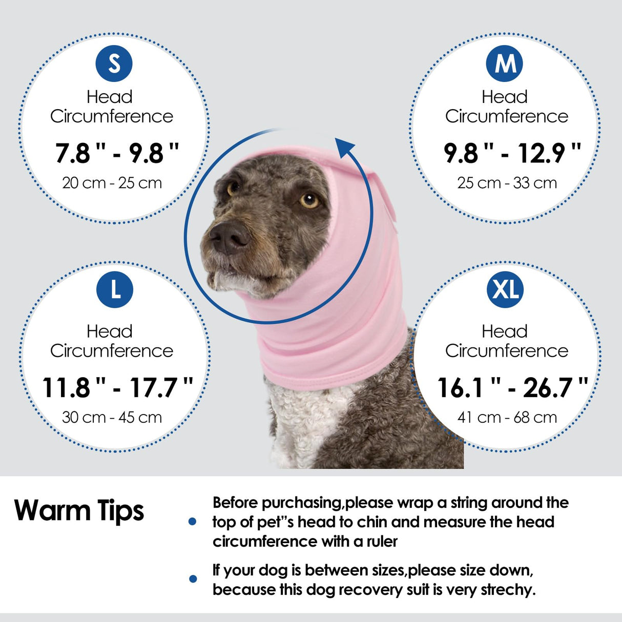 SUNFURA Dog Calming Hoodie, Ear Muffs Noise Protection for Anxiety Relief, No Shake Ear Wraps for Dogs - Grooming, Bath, Blow Drying, Fireworks, Thunderstorms, Hematoma Ear Cover Head Wrap, Pink S