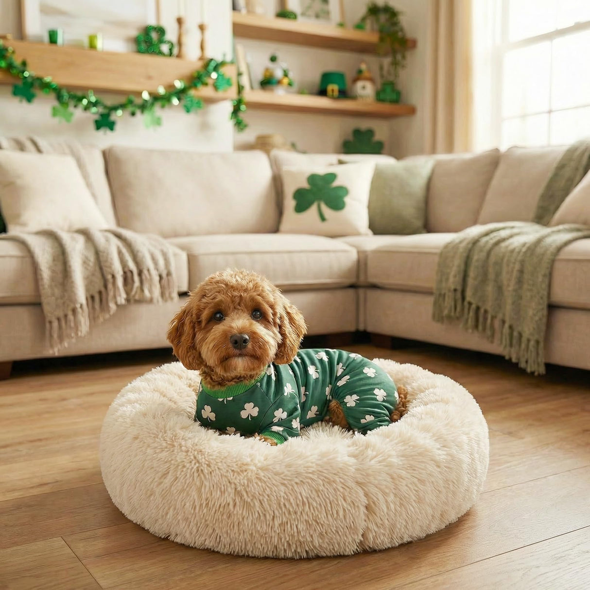 Vehomy 2-Pack St.Patrick's Day Dog Pajamas Clover Rainbow Pet Jumpsuits Puppy Pjs Lucky Shamrock Dog Onesie St Patricks Dog Jammies Costume Outfit Clothes for Small Medium Large Dogs XXL