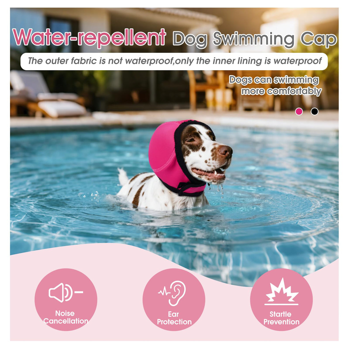 AuraPaw Dog Calming Hoodie for Noise Reduction Anxiety Relief,Dogs Ear Head Cover,No Shake Ear Wraps for Dogs,Dog Ear Headband Muffs Head Wraps for Grooming Firework Force Drying,Rosered,L