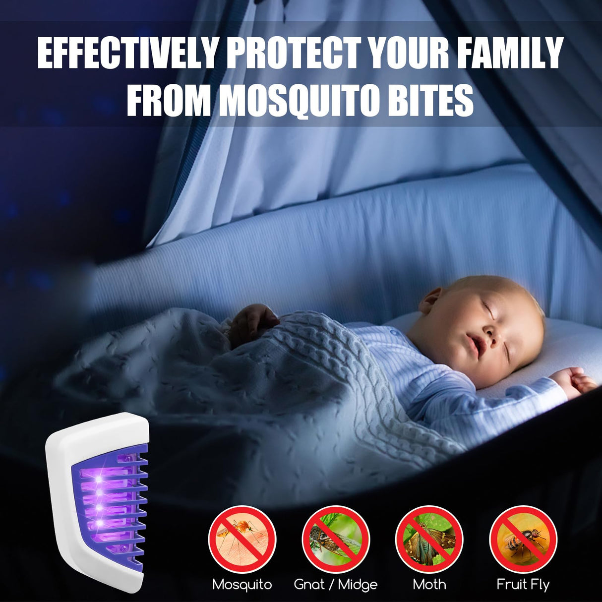 2PCS Bug Zapper Indoor Plug in Mosquito Killer Trap Zapper,Electric Portable Home Flying Insects Trap Zapper with UV Lights Pest Attractant Lamp for Office,Living Room,Bedroom,Kitchen
