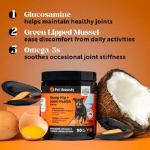 Load image into Gallery viewer, Senior Hemp Hip & Joint Supplement for Dogs - Dog Joint Supplement with Hemp Oil & Powder, Glucosamine, Collagen, MSM & Green Lipped Mussel - Mobility for Senior Dogs (Chicken 90)