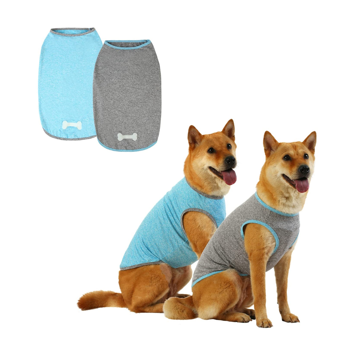 DAJIDALI Dog and Cat Shirt in Tech Fabric with Luminous Print, Pet Clothes for Large, Medium, and Small Dogs, 2-Pack of Lightweight Functional t-Shirts