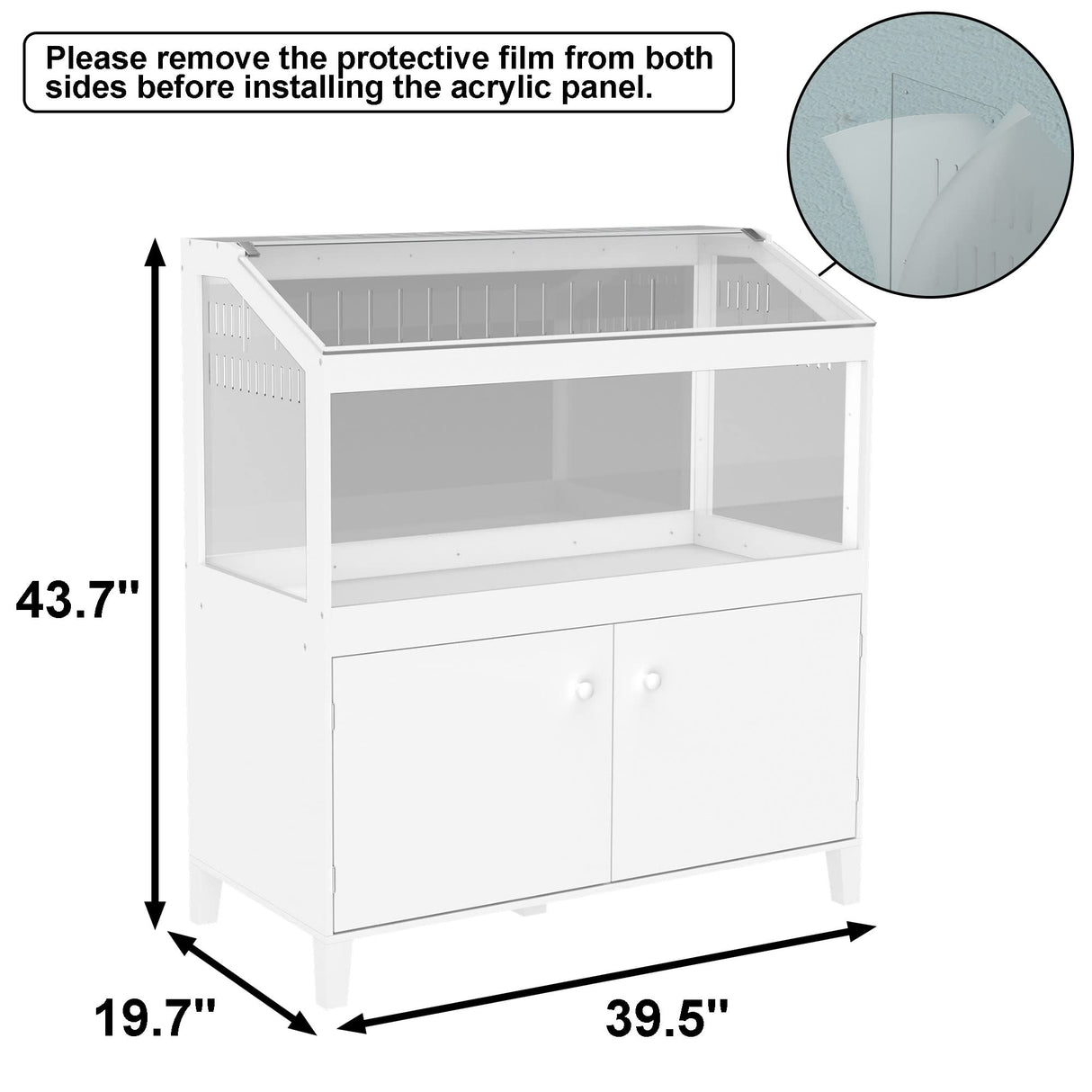 GDLF Hamster Cage with Storage Cabinet Small Animal Cage, Easy View Acrylic Panels, Large Habitat for Hedgehog Gerbil & Rat 39.5"x19.7"x43.7"